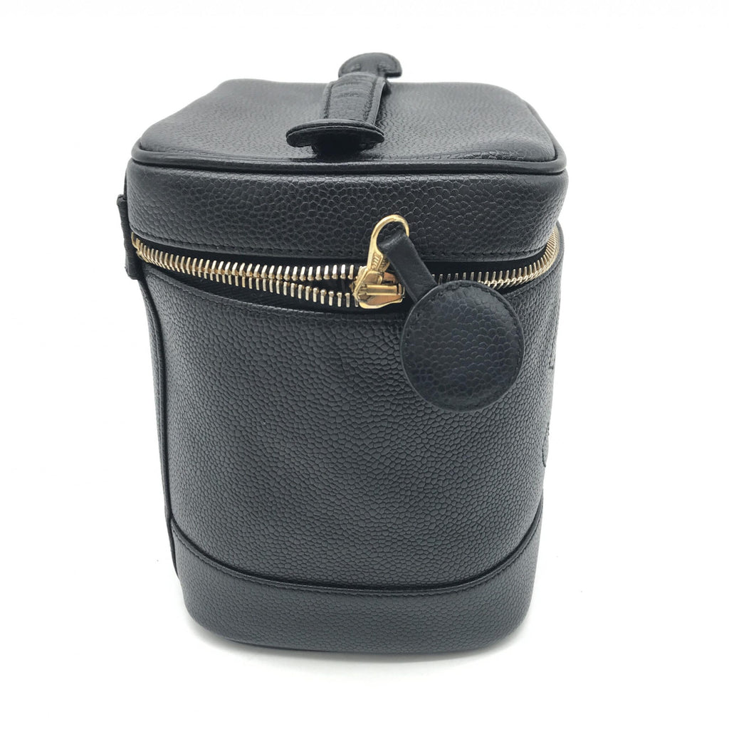 Caviar Leather Vanity Handbag In Black