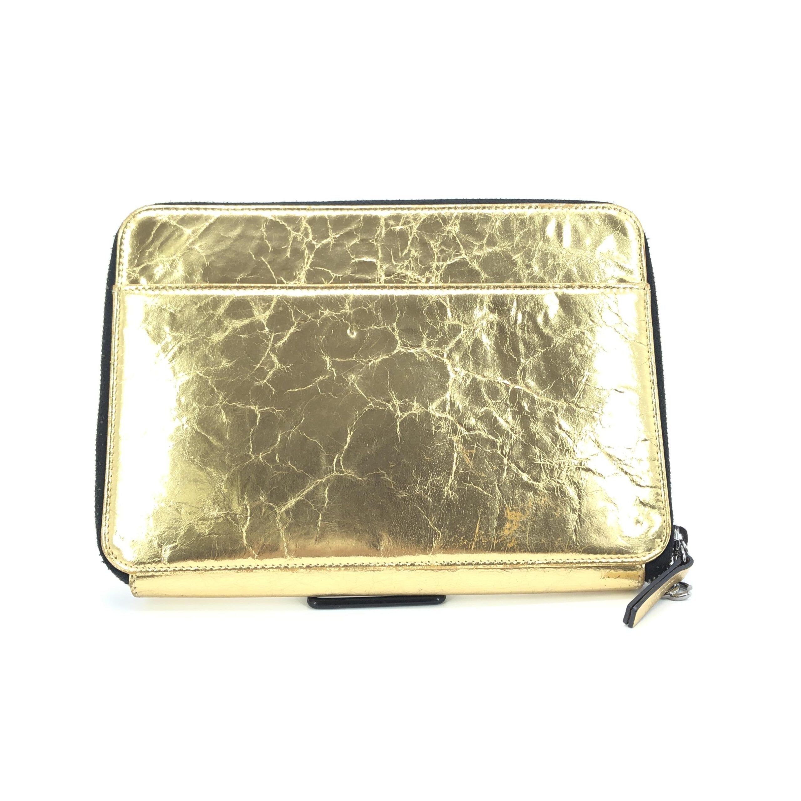 Gold Tone Votez Coco Zip Clutch