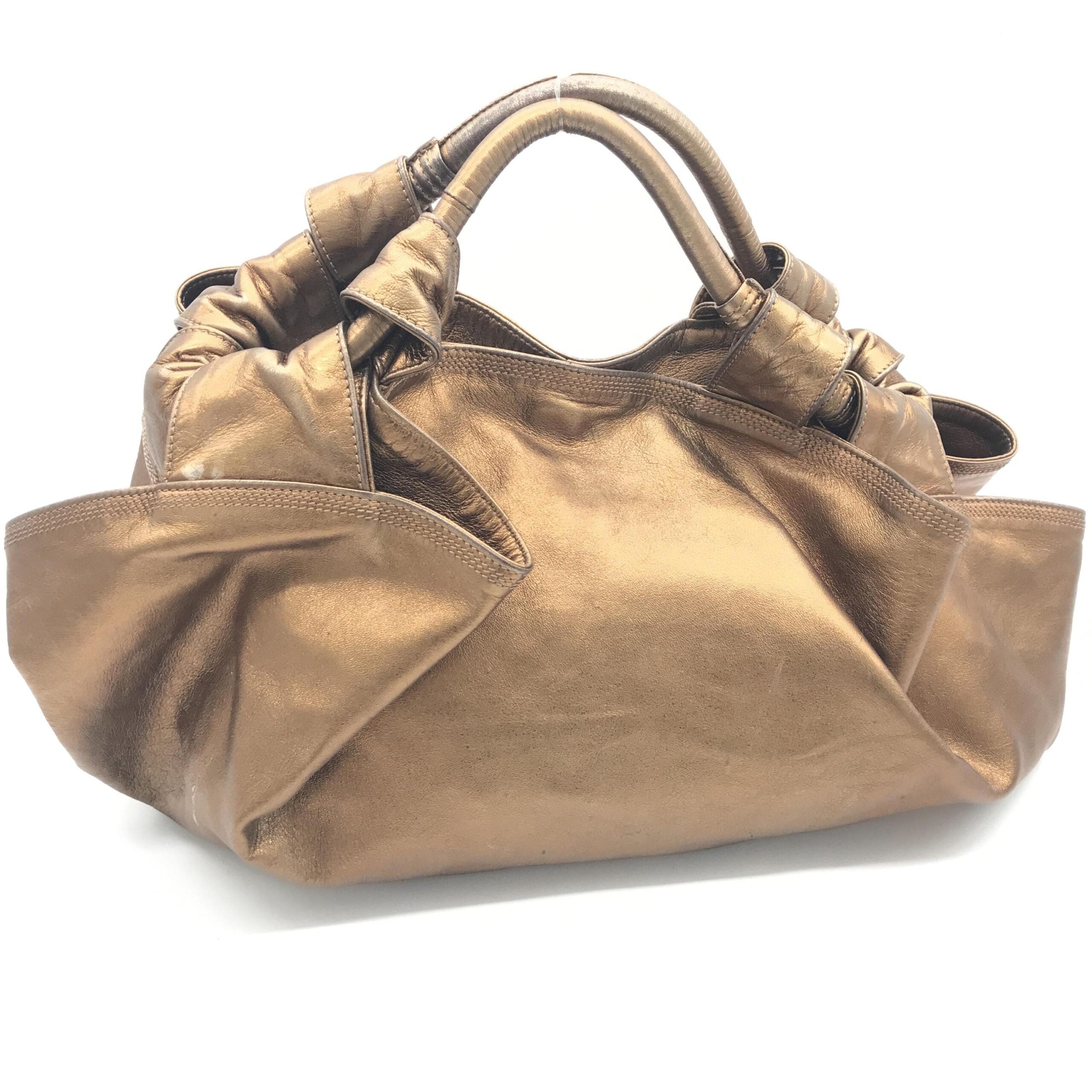 Metallic Bronze Nappa Aire Beige Shoulder Bag