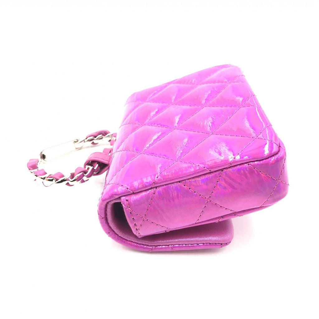 Iridescent Pink Quilted Leather Pouch