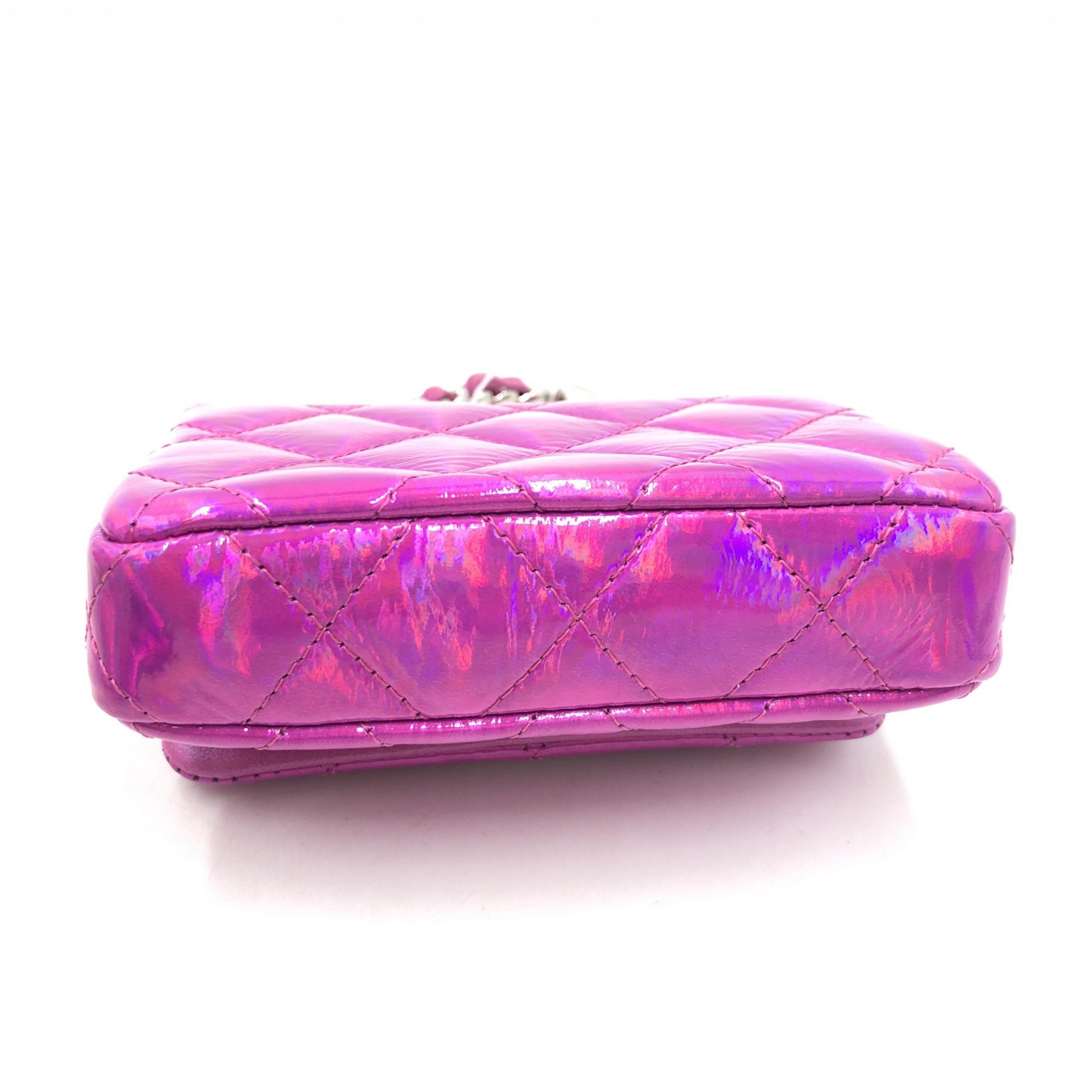 Iridescent Pink Quilted Leather Pouch