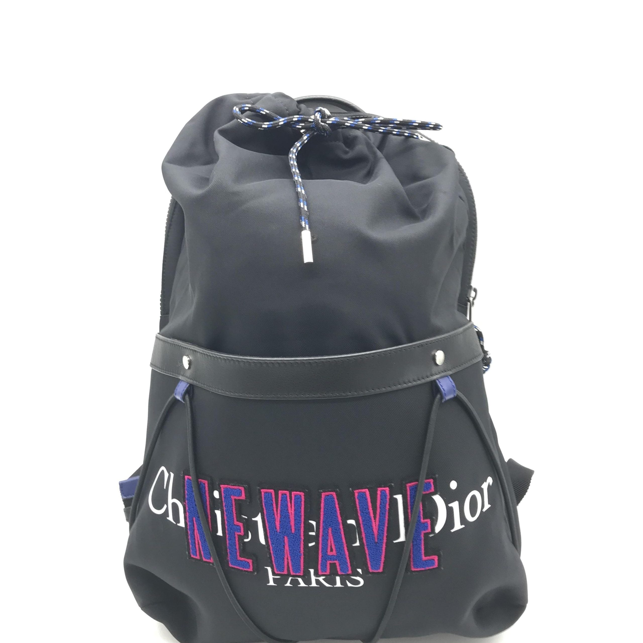 Newave Drawstring Nylon Backpack In Black