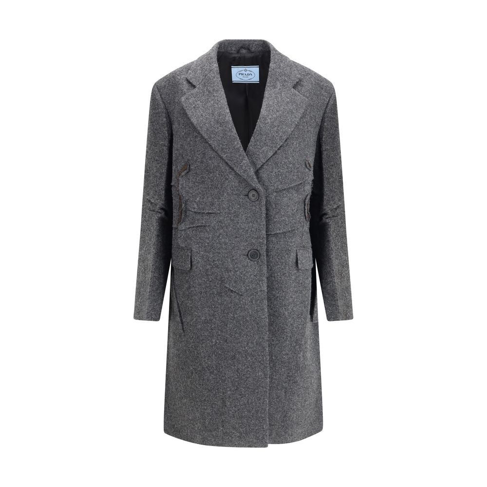 Prada Gray Fleece Wool Coat