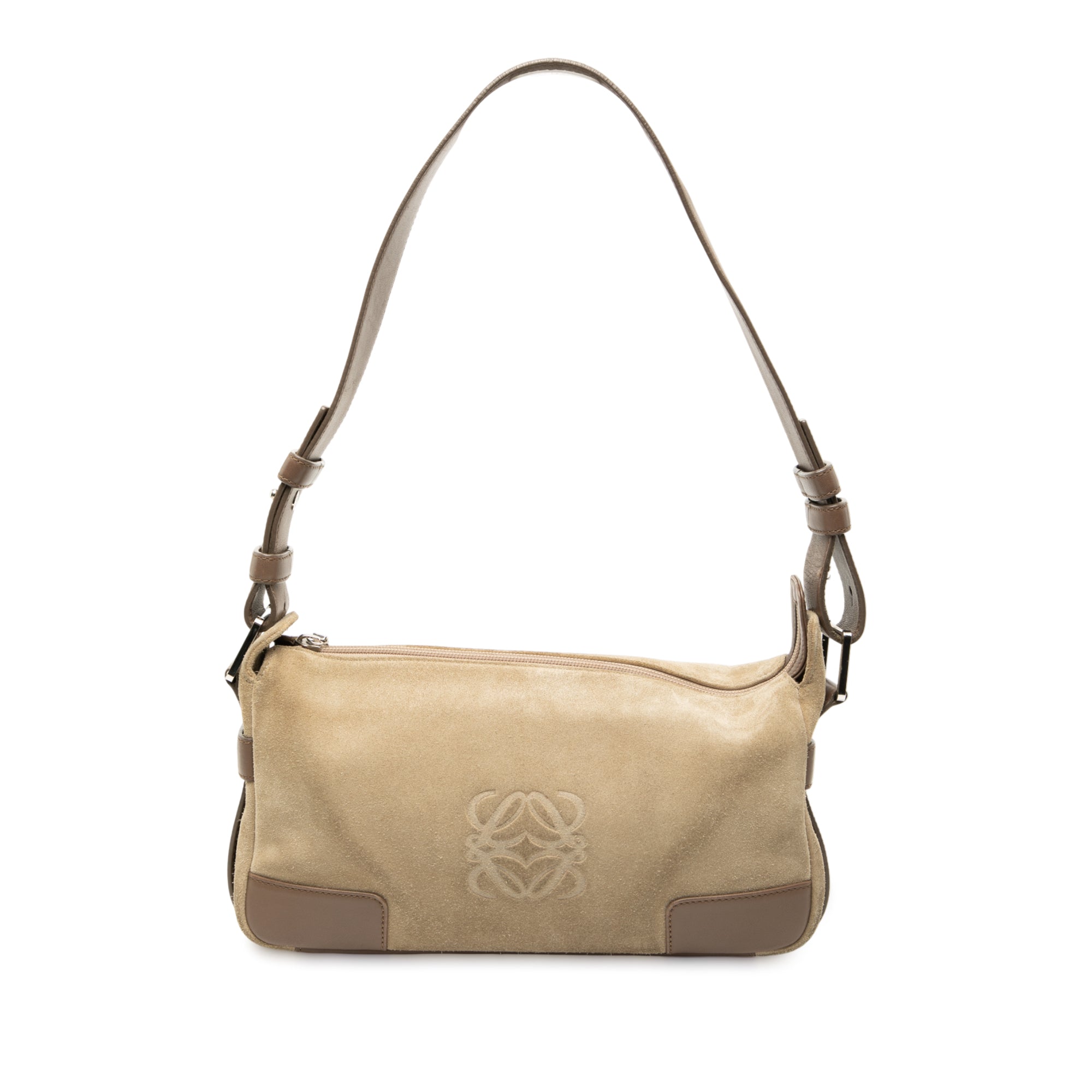 Suede Anagram Shoulder Bag