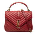 Medium Quilted Chevron Sheepskin College Satchel