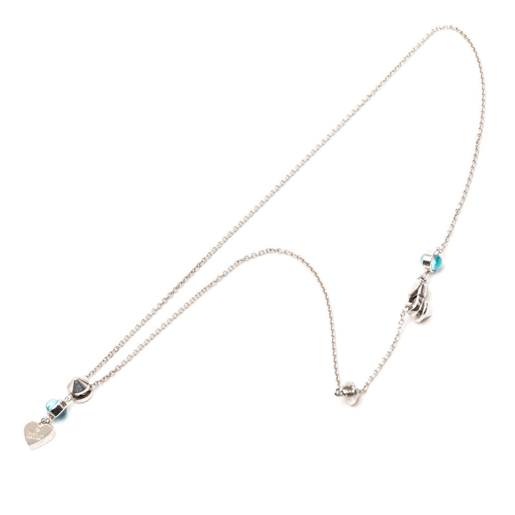 Sterling Silver Rhinestone Heart Tag Pendant Necklace