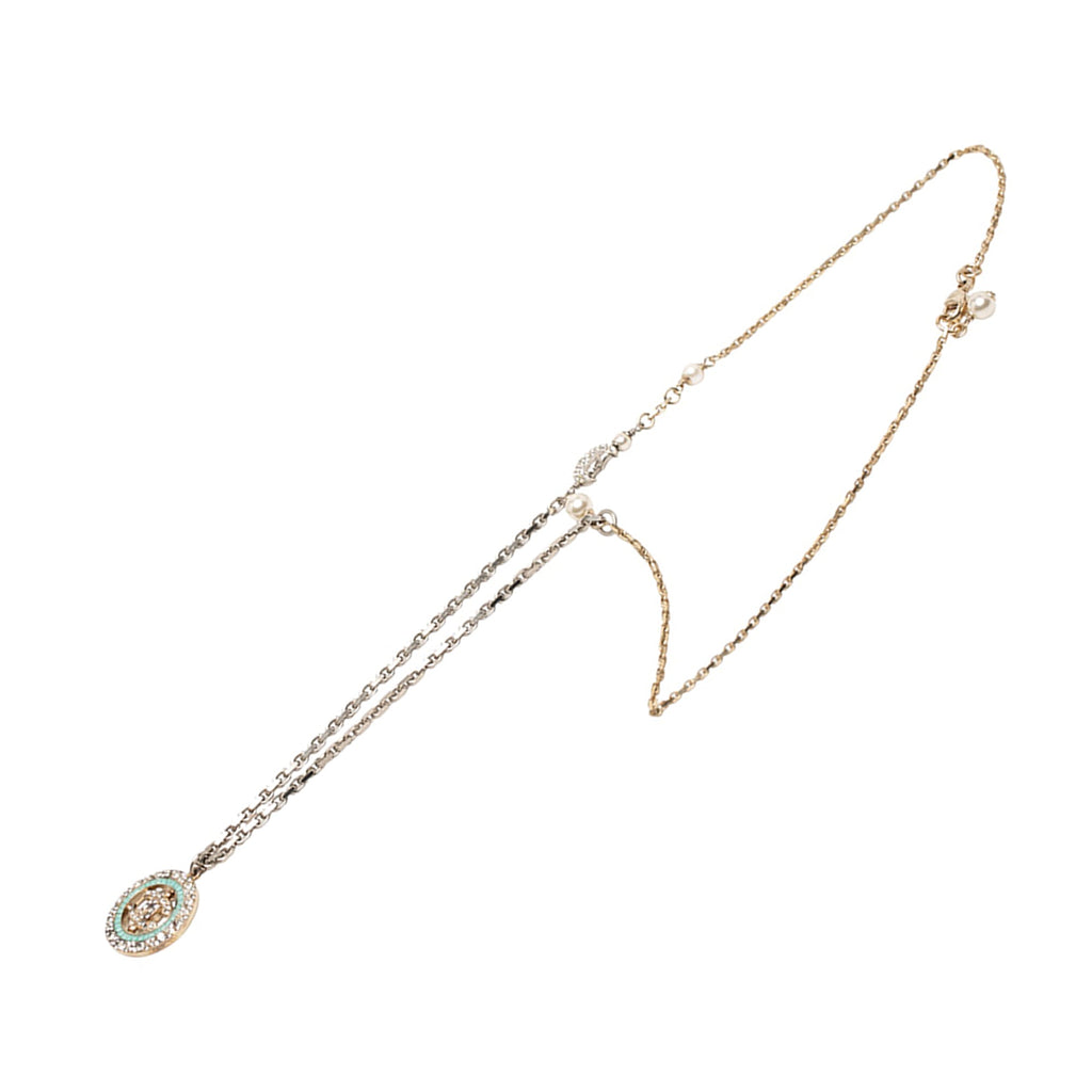 CC Silver Plated and Gold Plated Faux Pearl Rhinestone Pendant Necklace