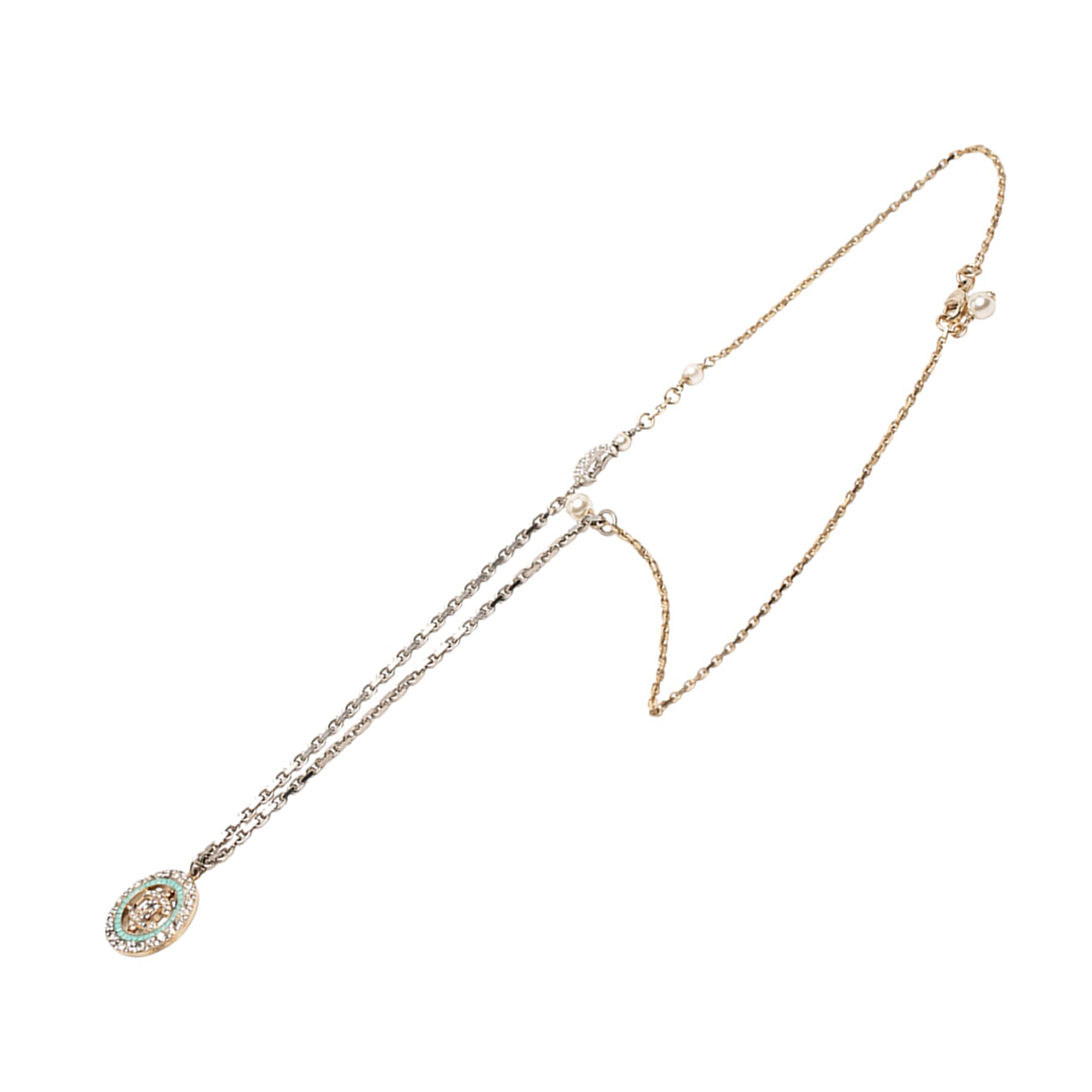 CC Silver Plated and Gold Plated Faux Pearl Rhinestone Pendant Necklace