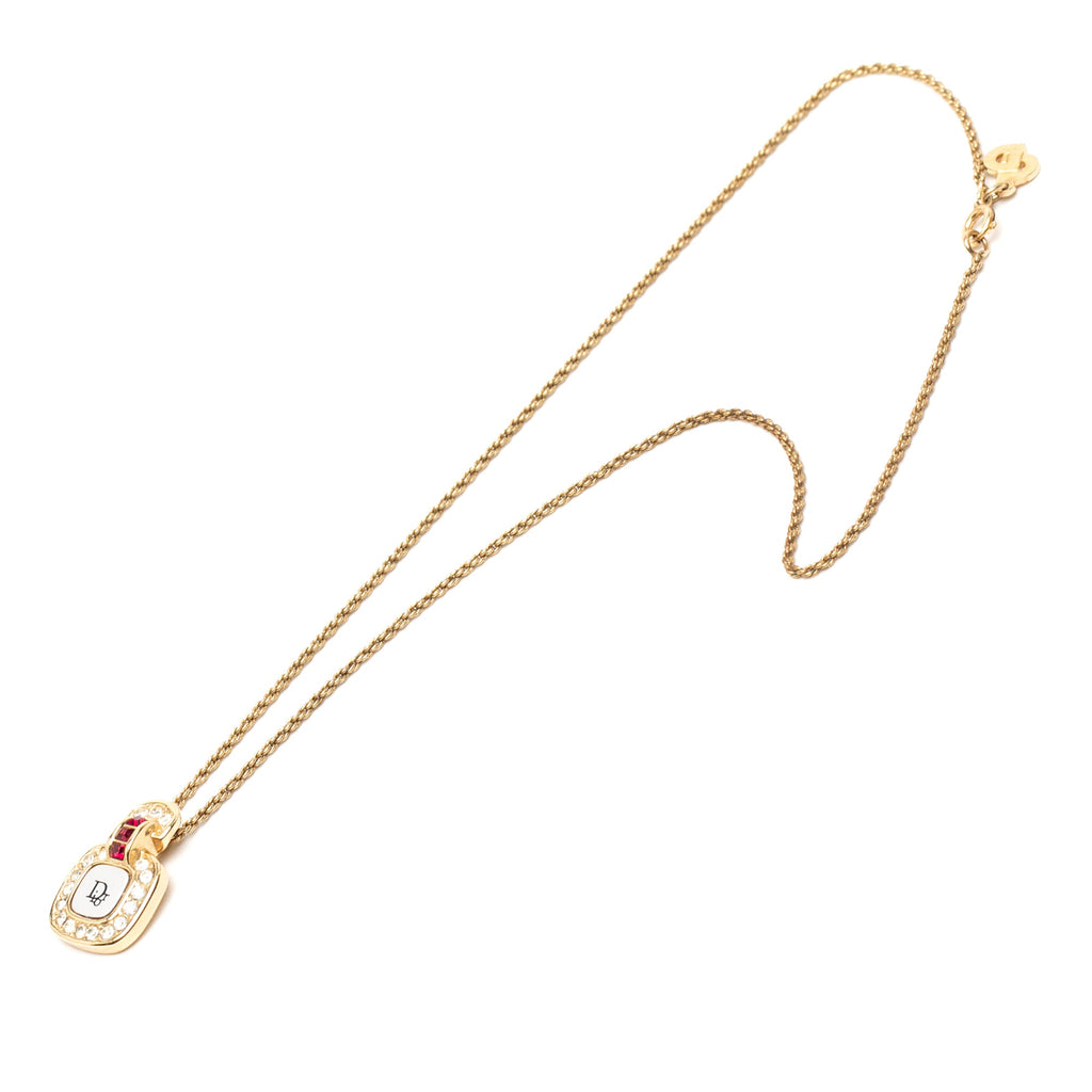 Gold Plated CD Crystal Pendant Necklace