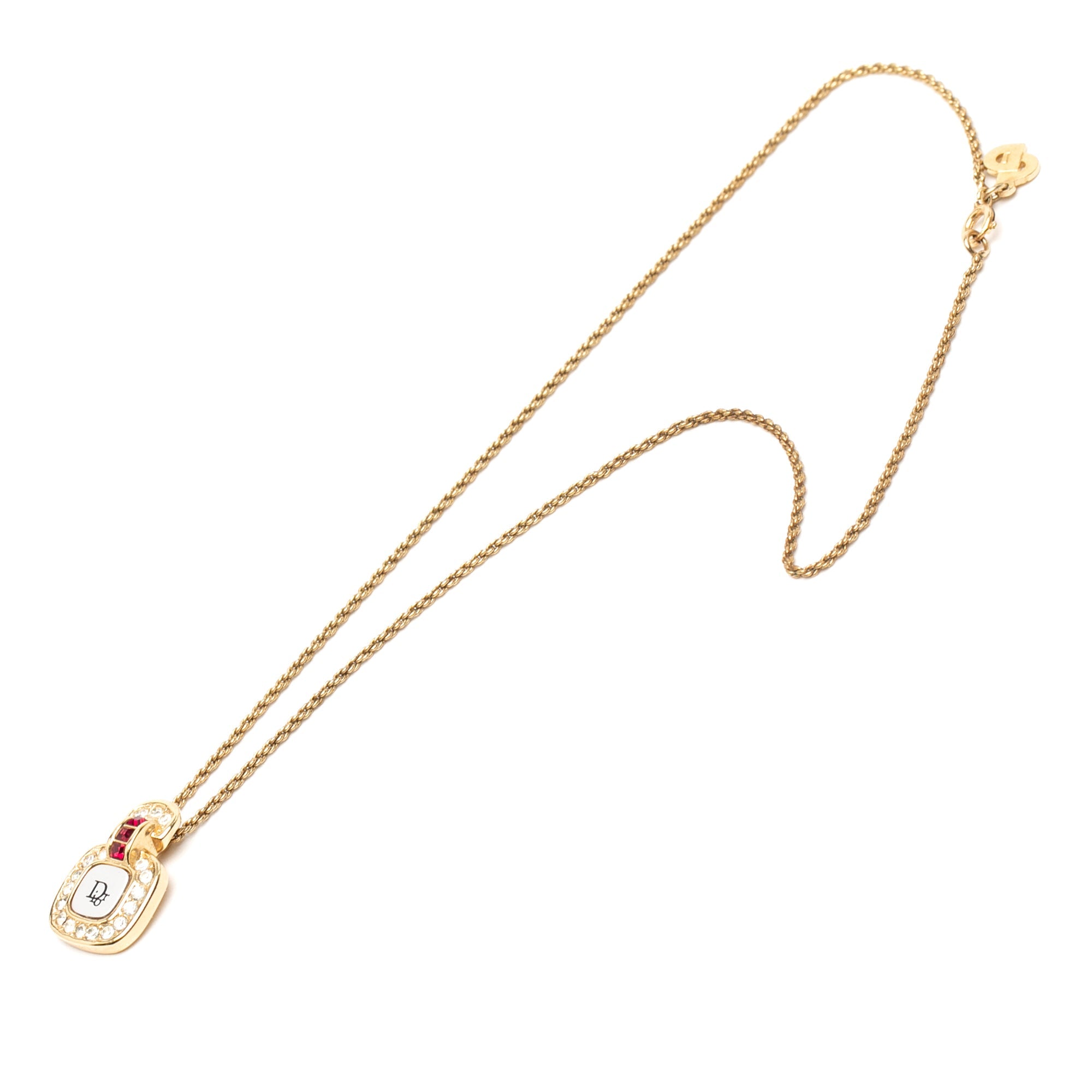 Gold Plated CD Crystal Pendant Necklace