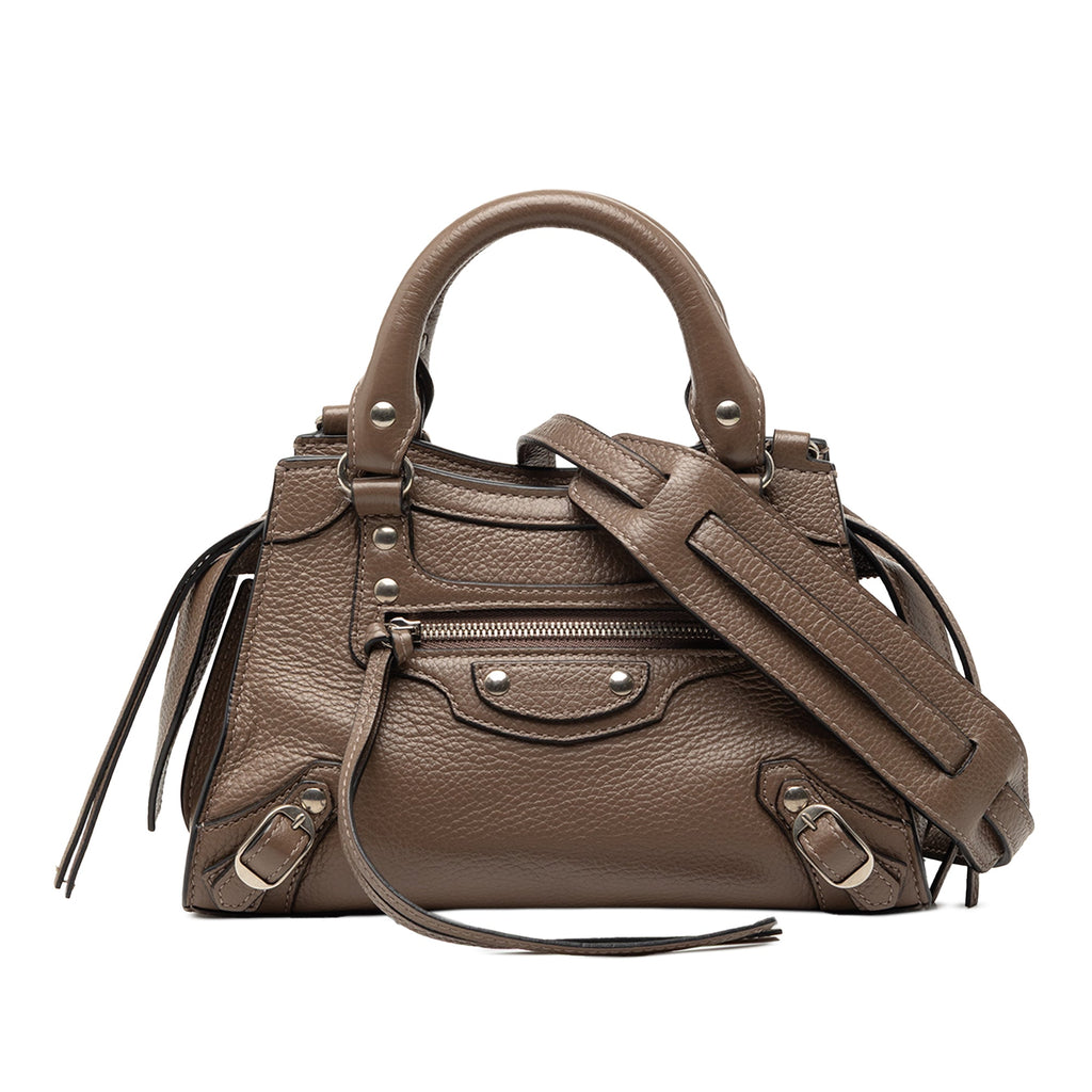 Mini Grained Calfskin Motocross Neo Classic City Satchel