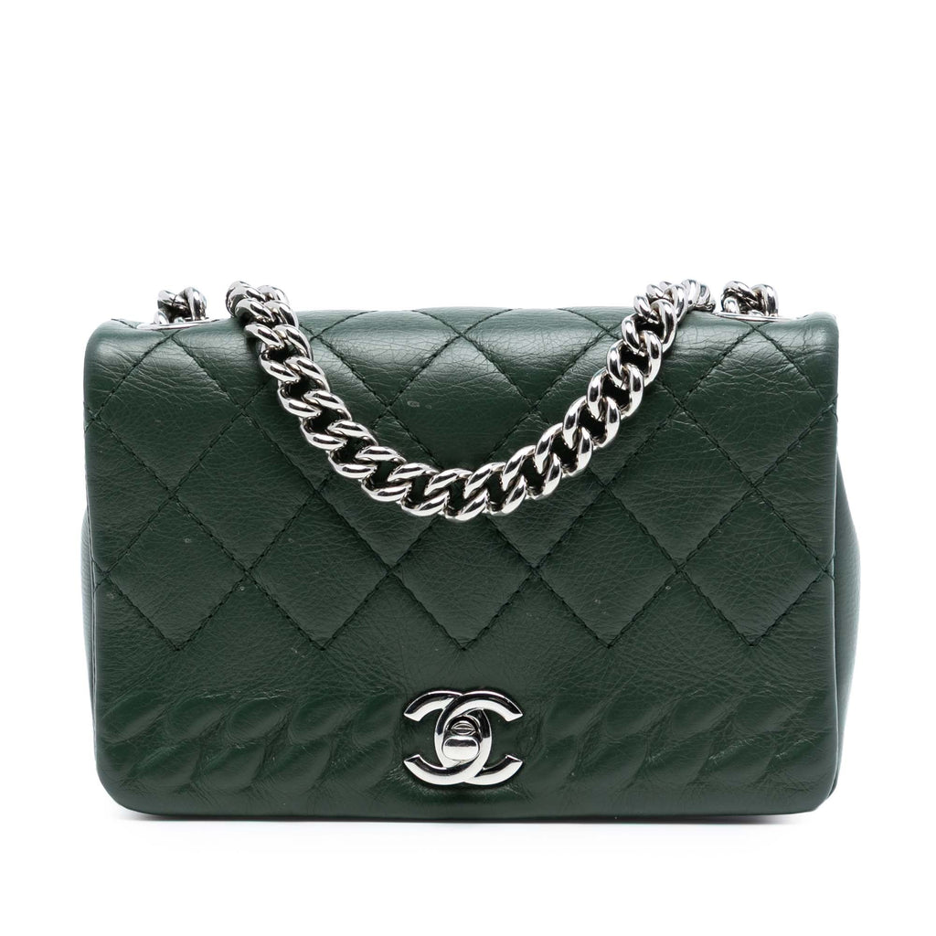 Quilted Calfskin Chain Embossed Flap
