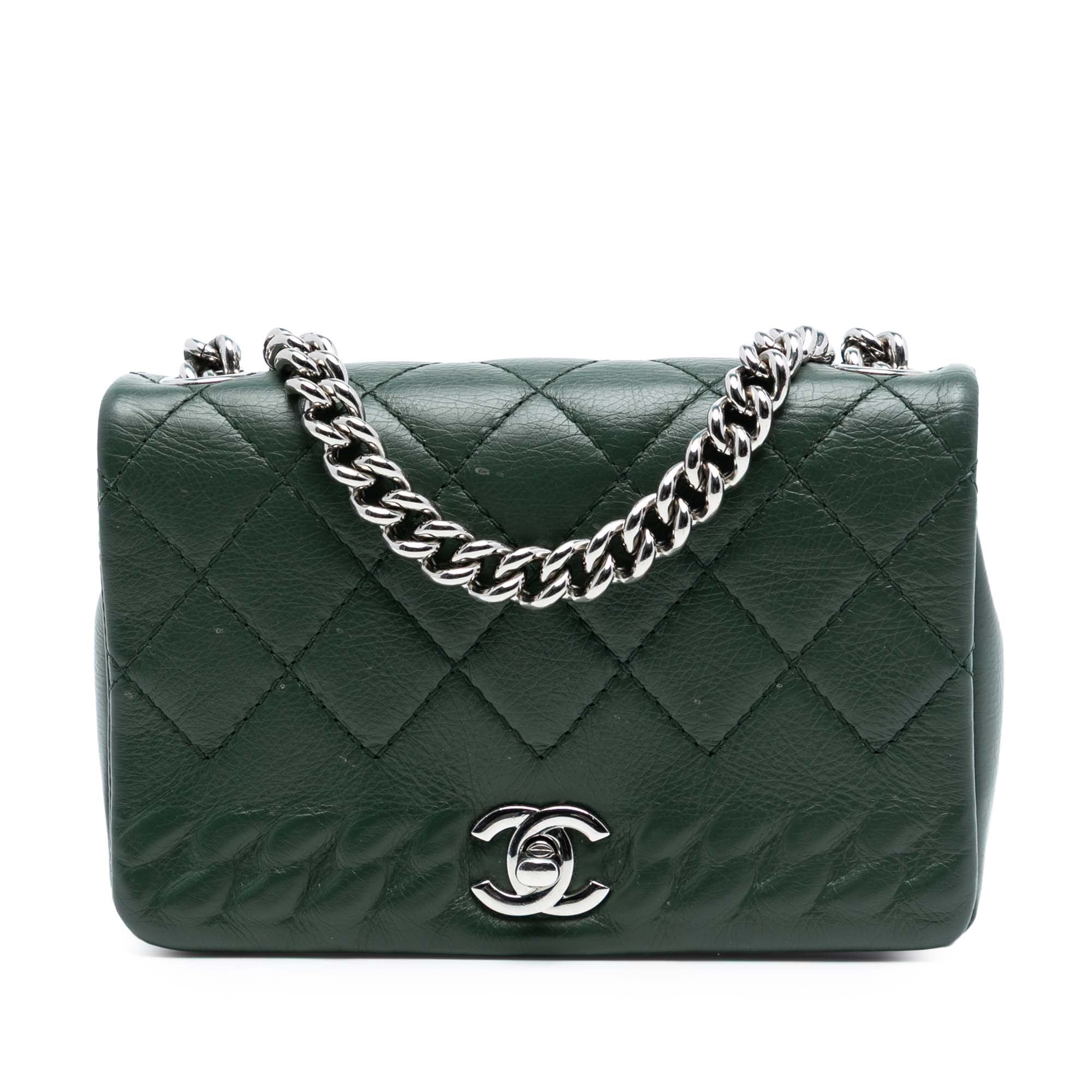 Quilted Calfskin Chain Embossed Flap