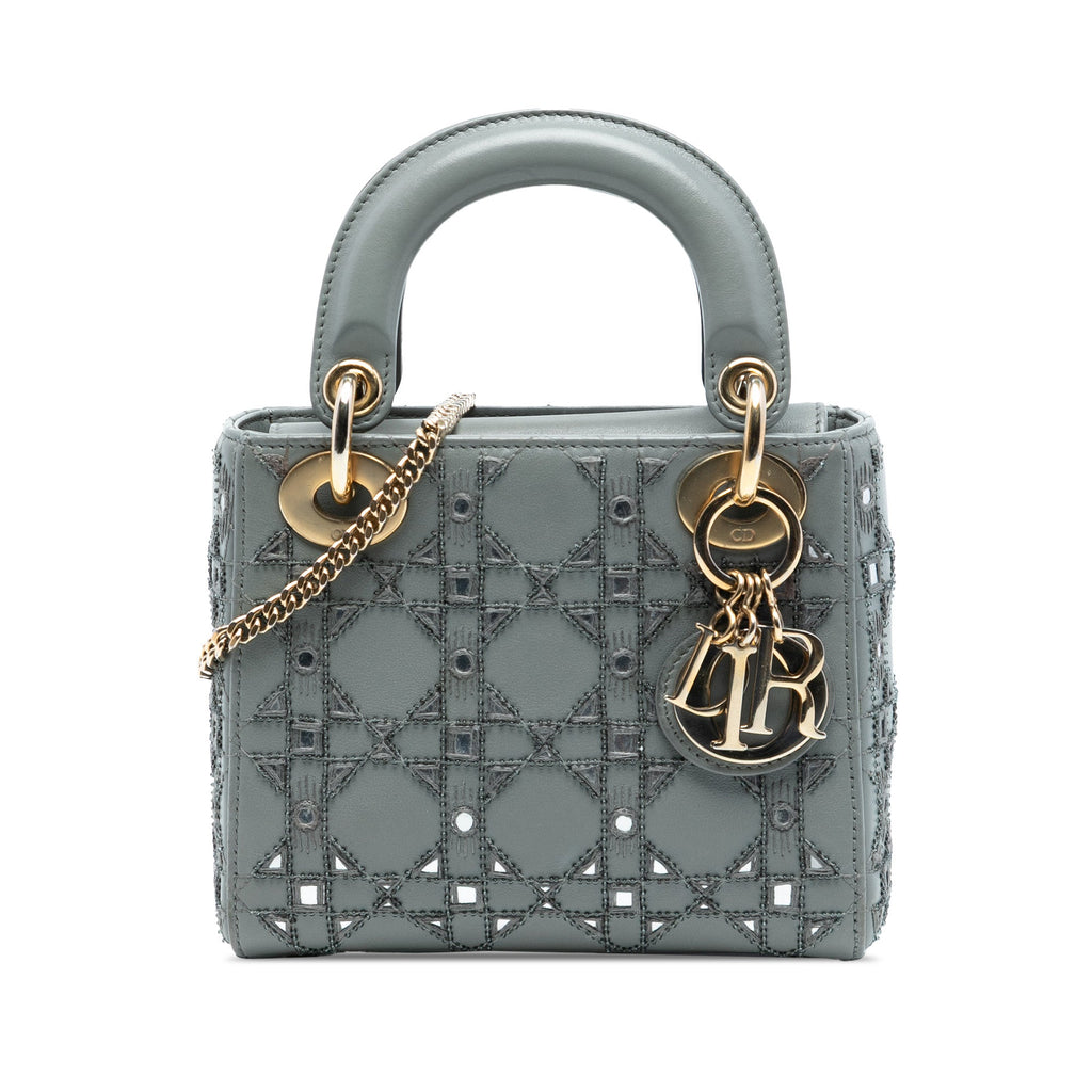 Mini Calfskin Cannage Beaded Lady Dior