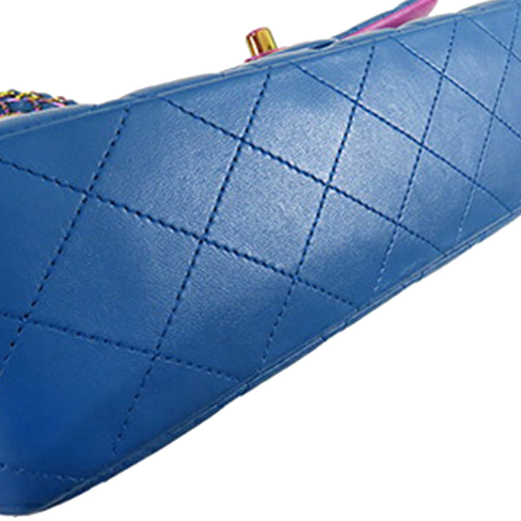 Medium Classic Lambskin Rainbow Hardware Double Flap