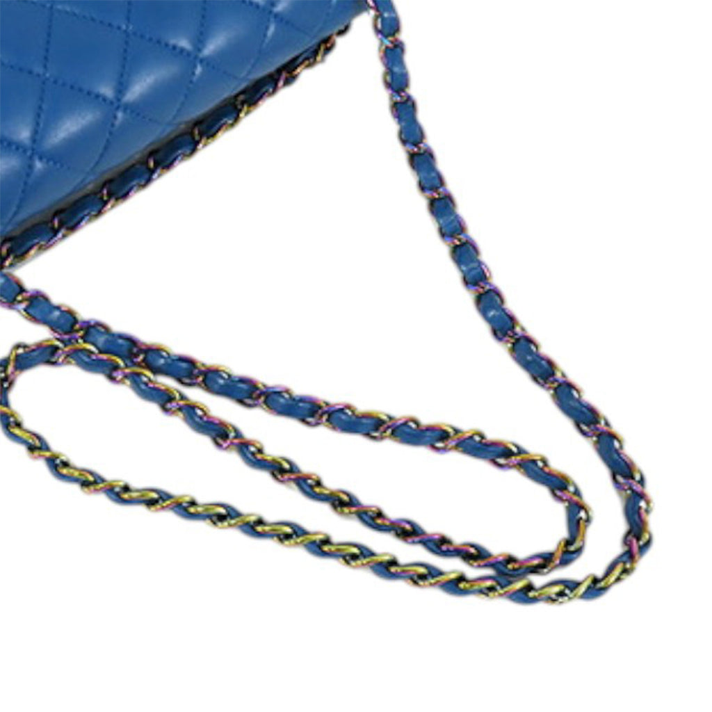 Medium Classic Lambskin Rainbow Hardware Double Flap