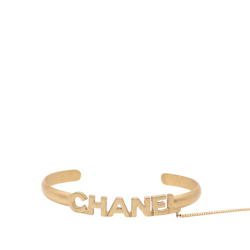 CC Gold Plated Rhinestone Logo Cuff Bracelet and Ring Set