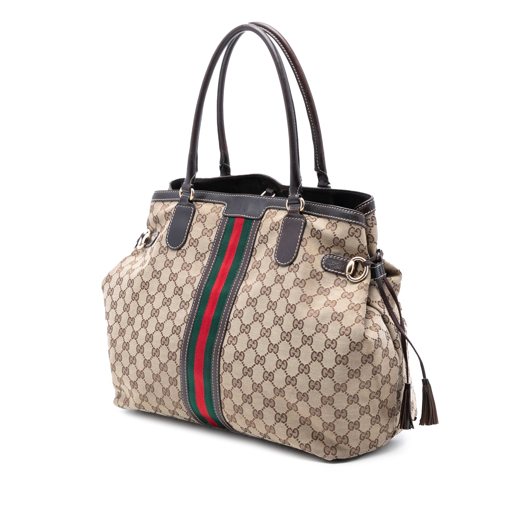 GG Canvas Web Tassel Tote