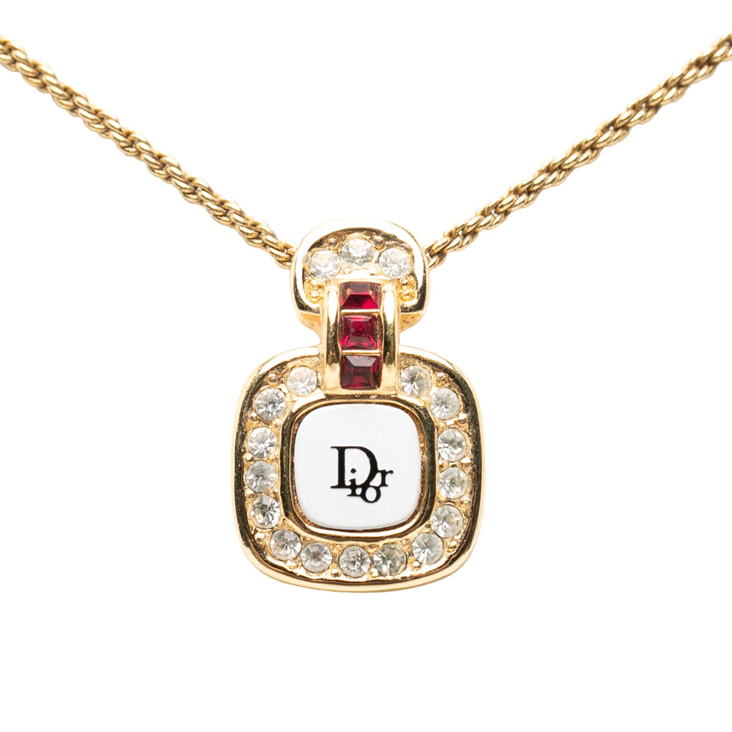 Gold Plated CD Crystal Pendant Necklace