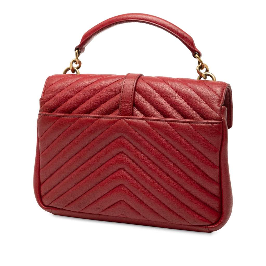 Medium Quilted Chevron Sheepskin College Satchel