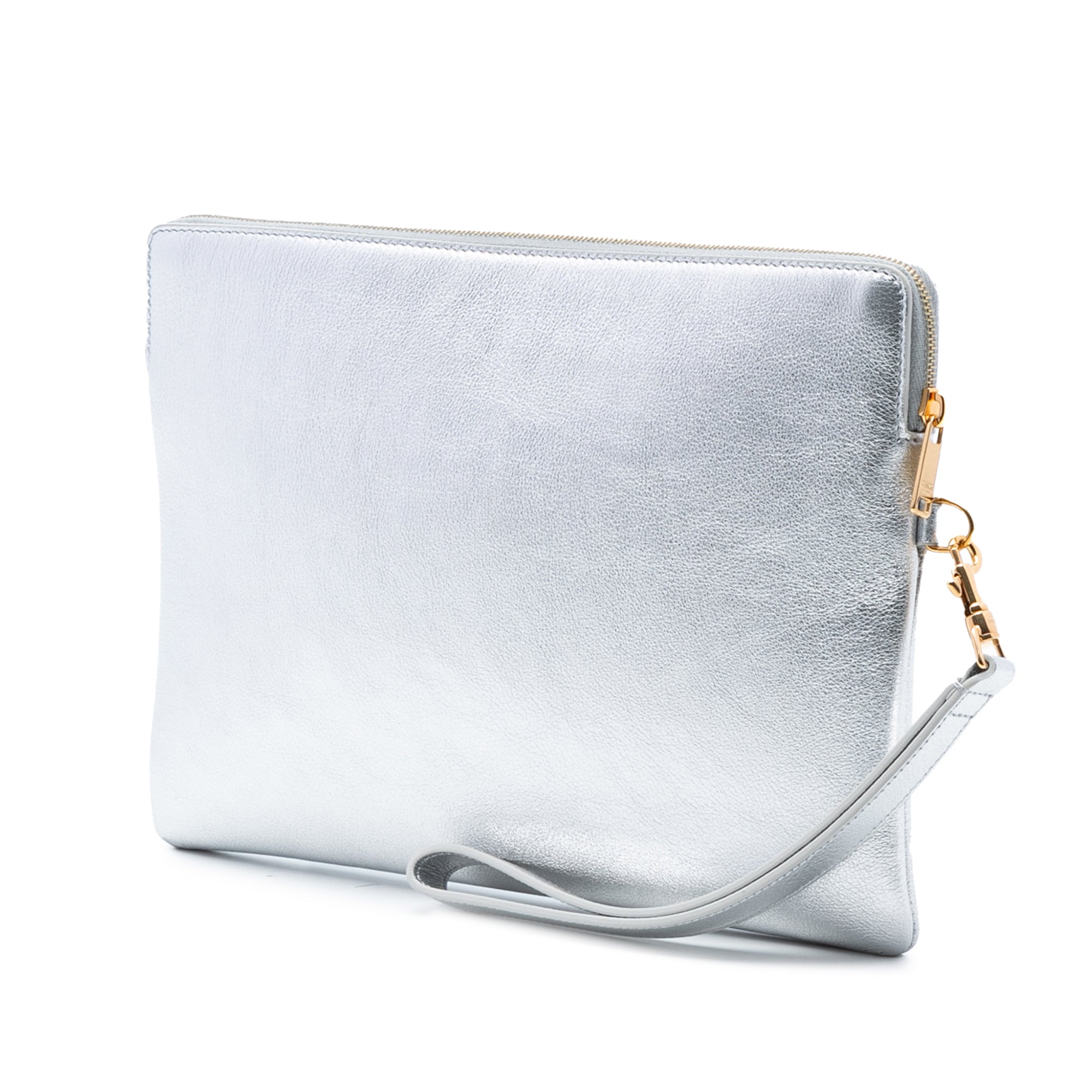 Metallic Calfskin Cuir Triomphe Zip Pouch