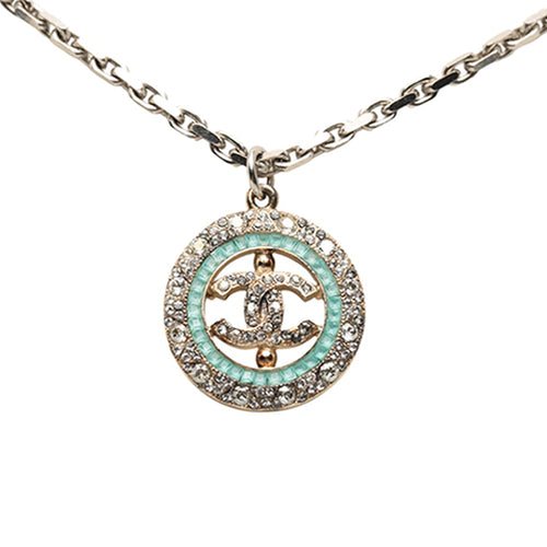 CC Silver Plated and Gold Plated Faux Pearl Rhinestone Pendant Necklace
