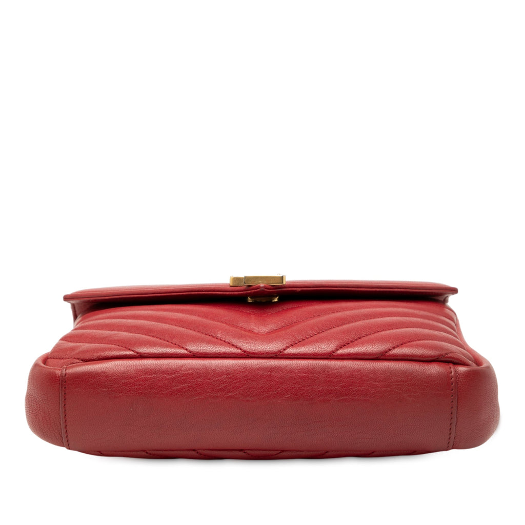 Medium Quilted Chevron Sheepskin College Satchel