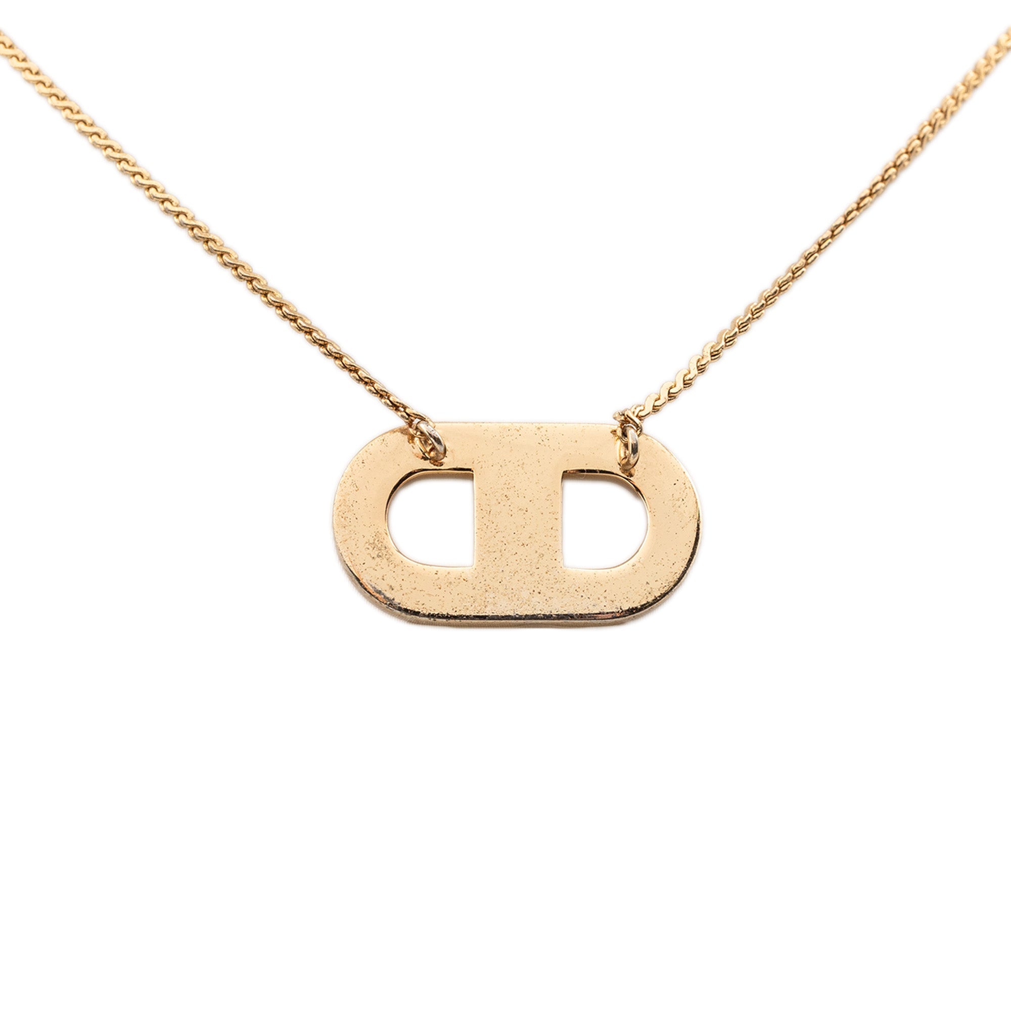 Gold Plated CD Logo Pendant Necklace