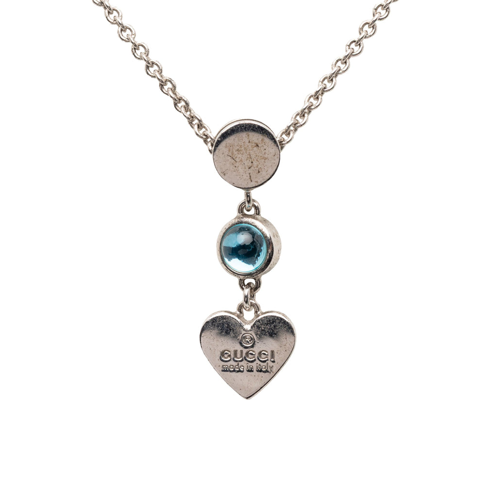 Sterling Silver Rhinestone Heart Tag Pendant Necklace
