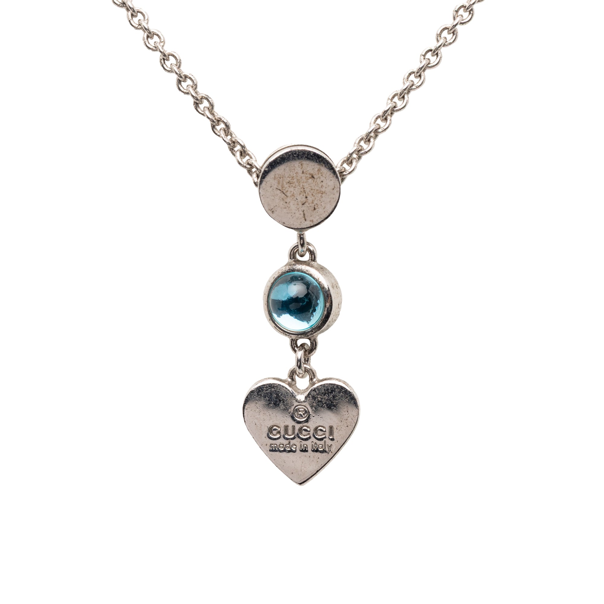 Sterling Silver Rhinestone Heart Tag Pendant Necklace