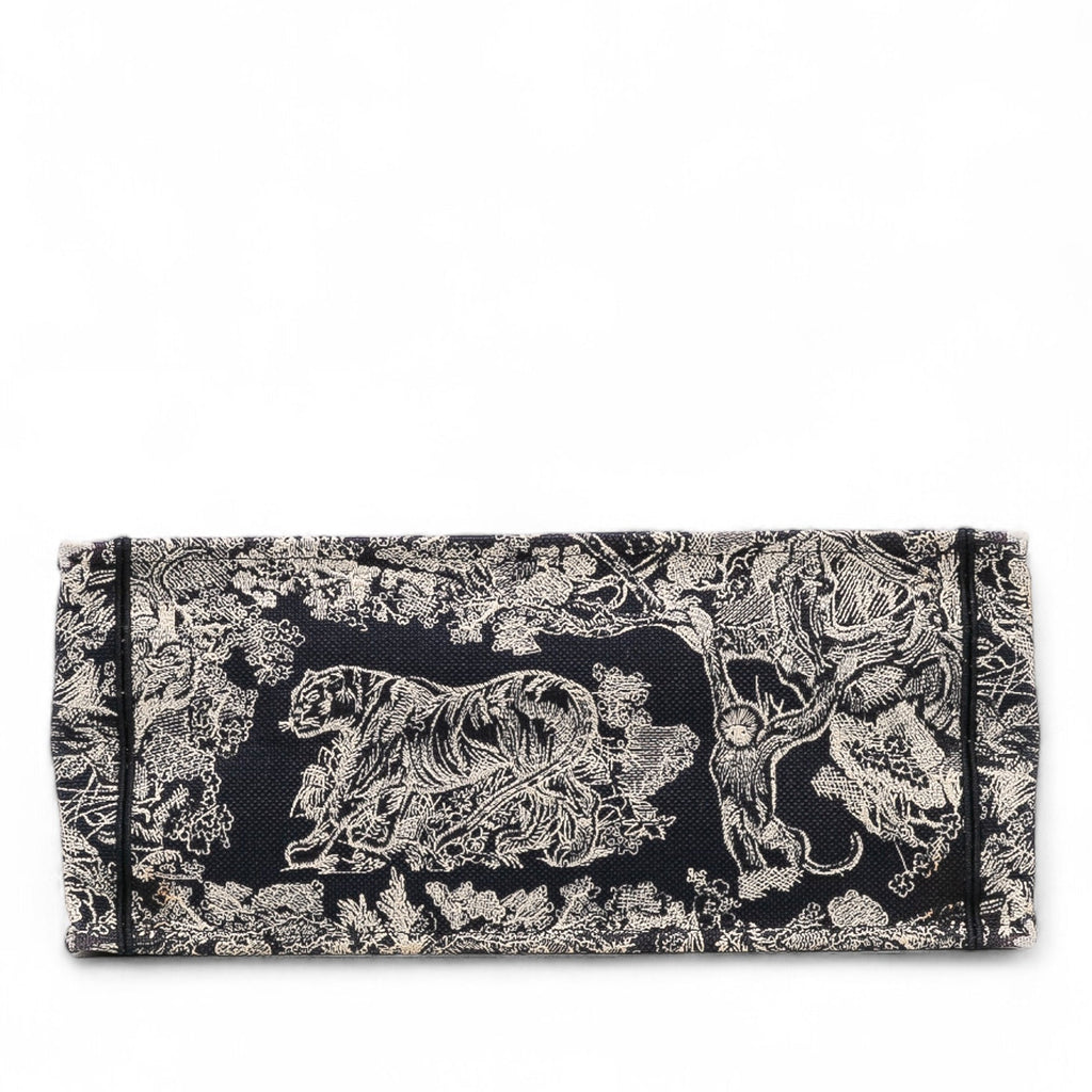 Large Canvas Toile de Jouy Reverse Embroidered Book Tote