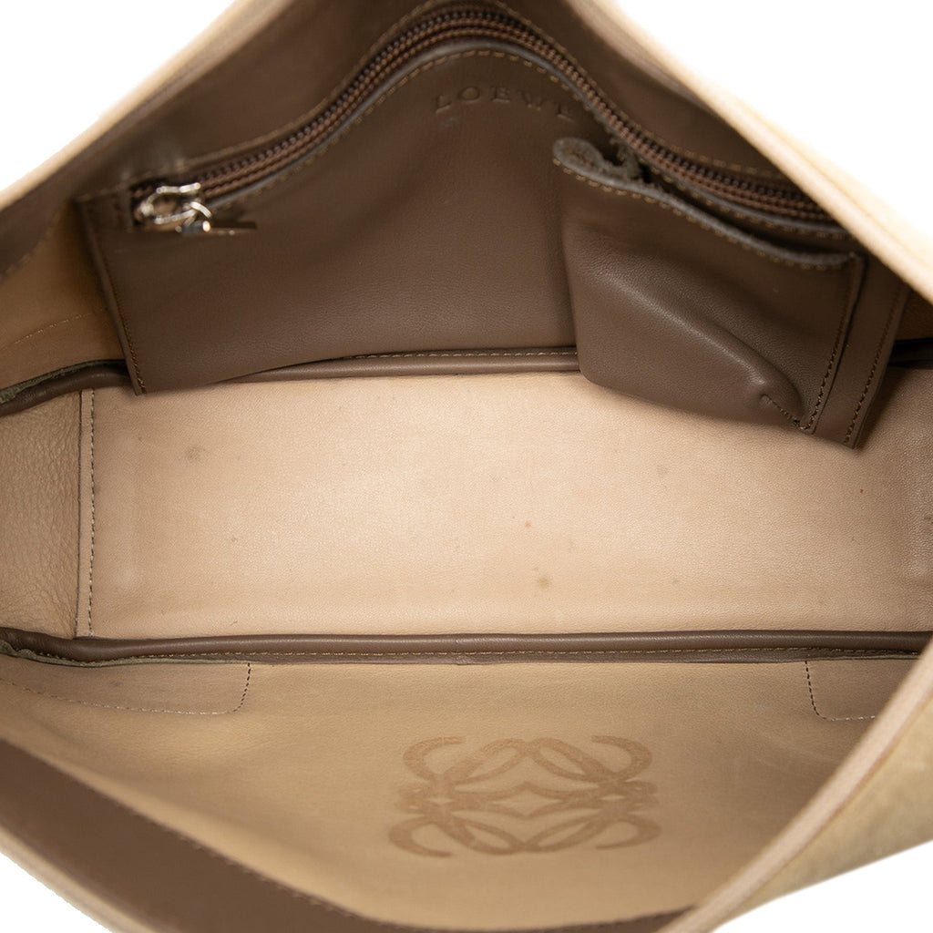 Suede Anagram Shoulder Bag