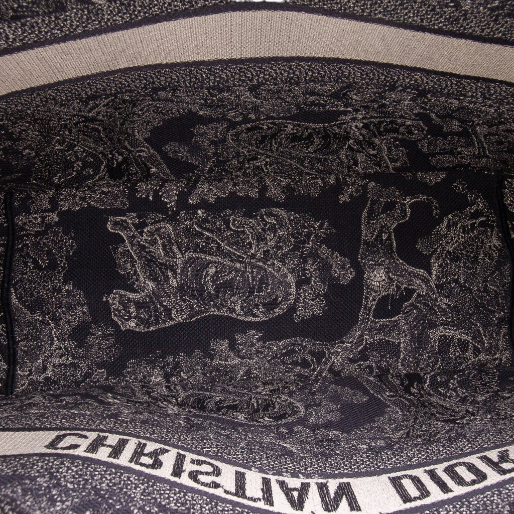 Large Canvas Toile de Jouy Reverse Embroidered Book Tote