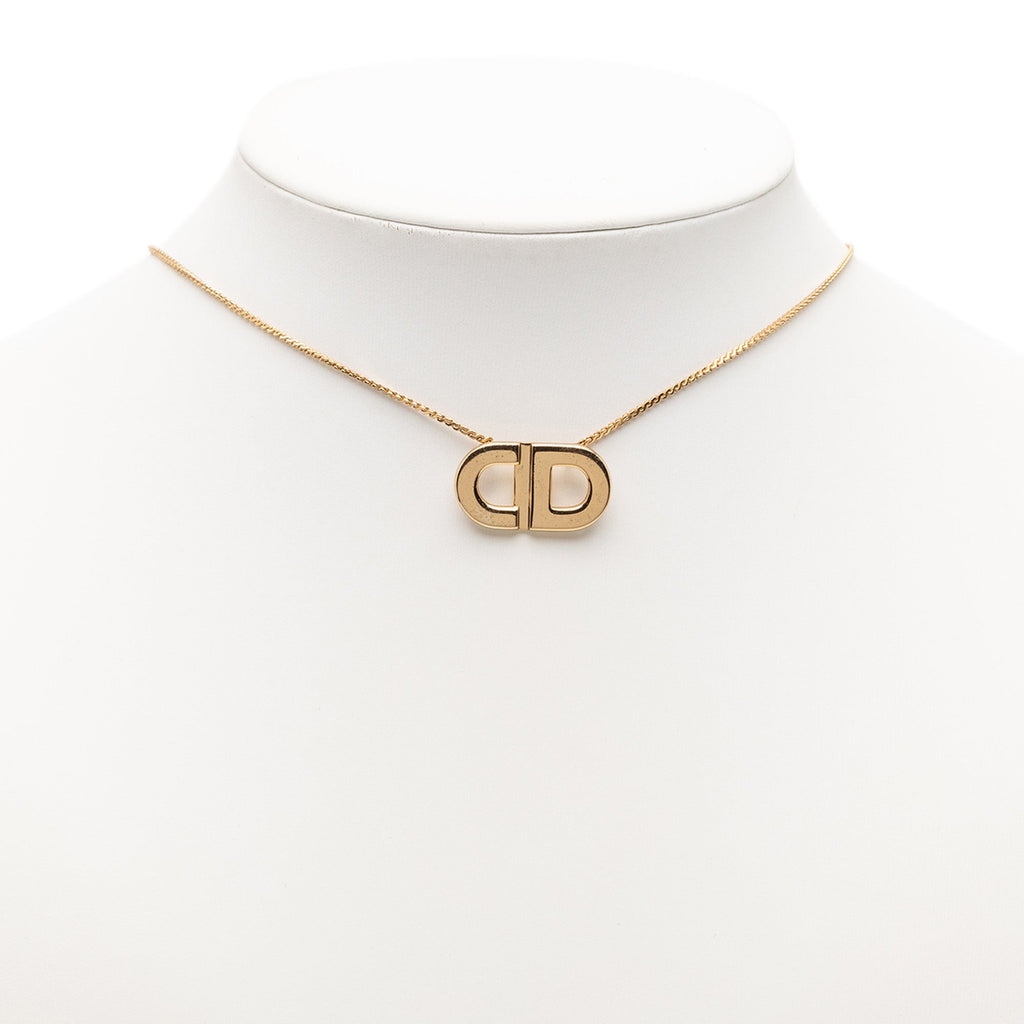 Gold Plated CD Logo Pendant Necklace