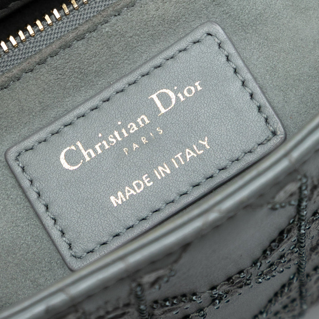 Mini Calfskin Cannage Beaded Lady Dior