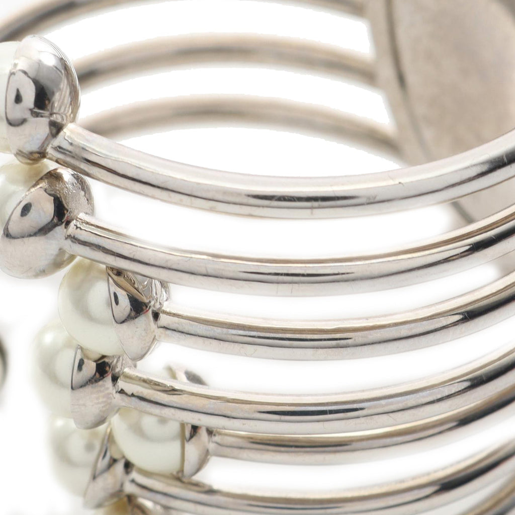 Palladium Plated Faux Pearl Diorific Bangle Bracelet