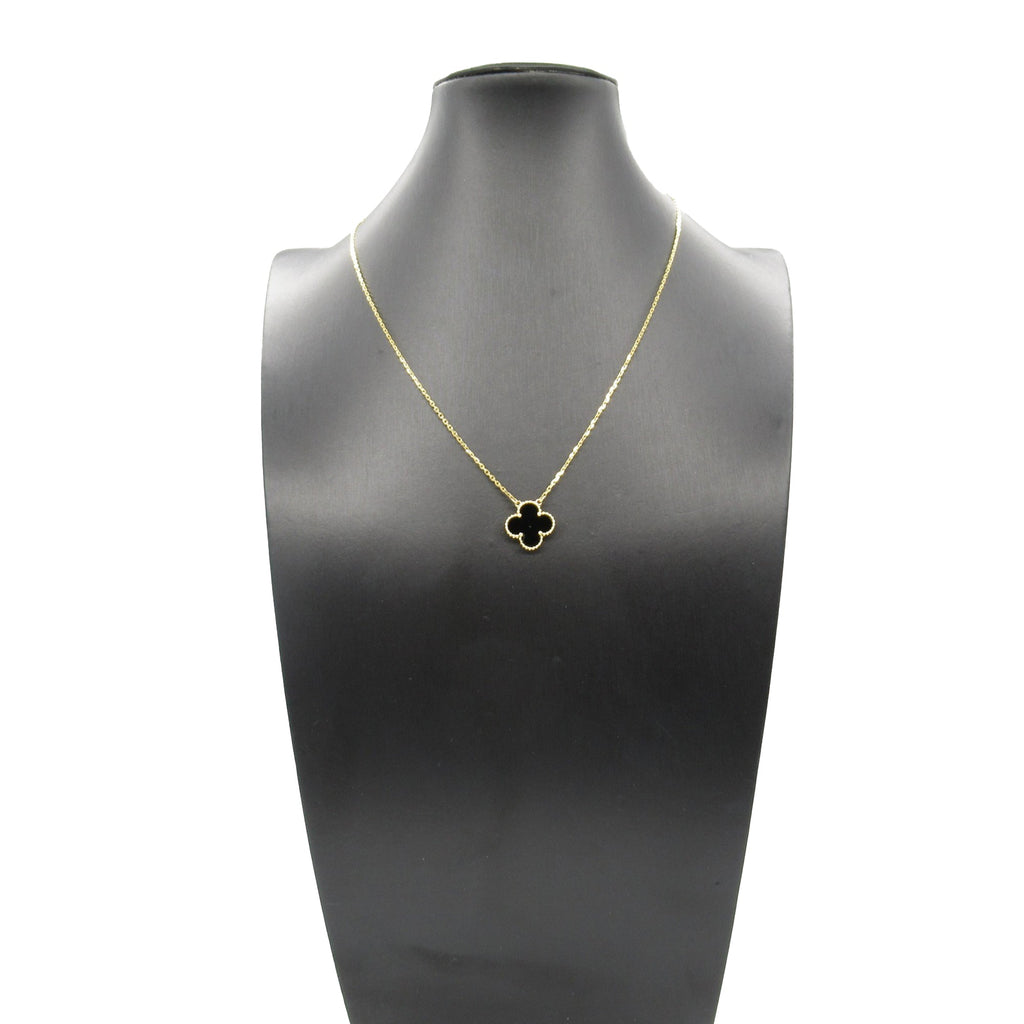 18K Yellow Gold and Onyx Vintage Alhambra Pendant Necklace