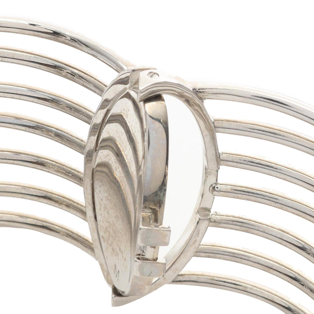 Palladium Plated Faux Pearl Diorific Bangle Bracelet