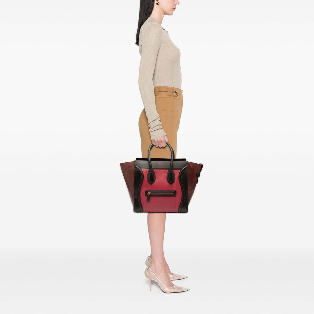 Mini Tricolor Leather Luggage Tote