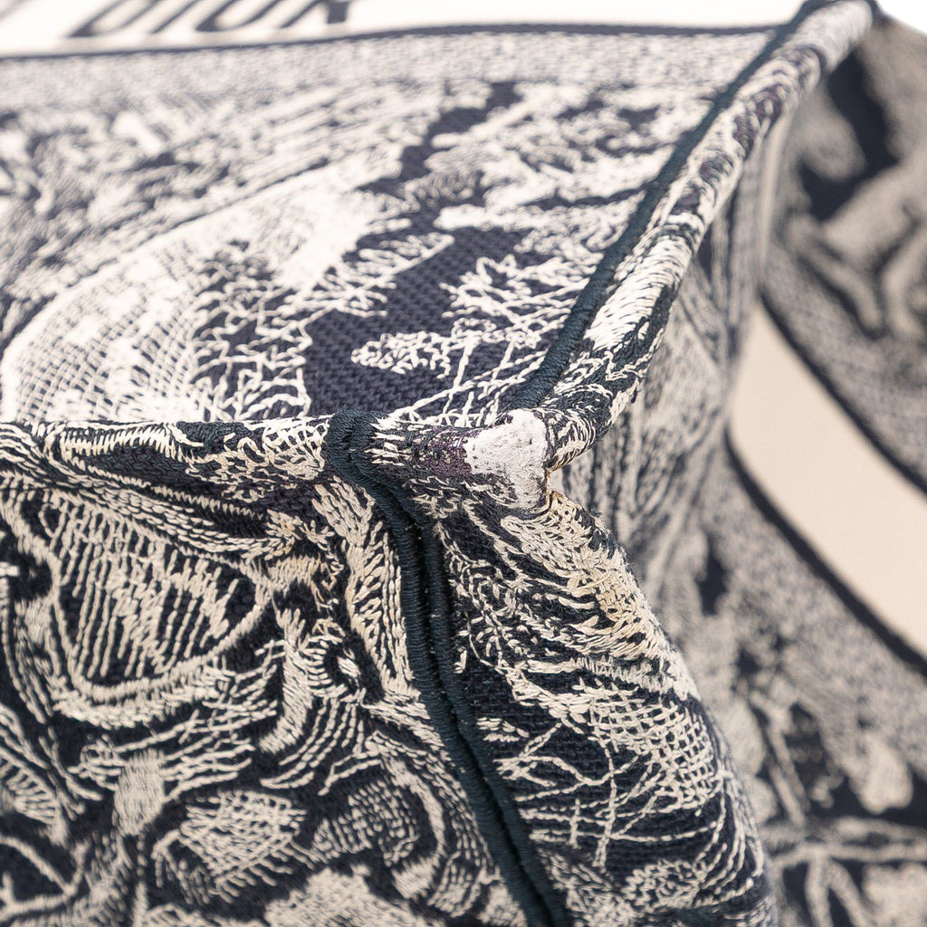 Large Canvas Toile de Jouy Reverse Embroidered Book Tote