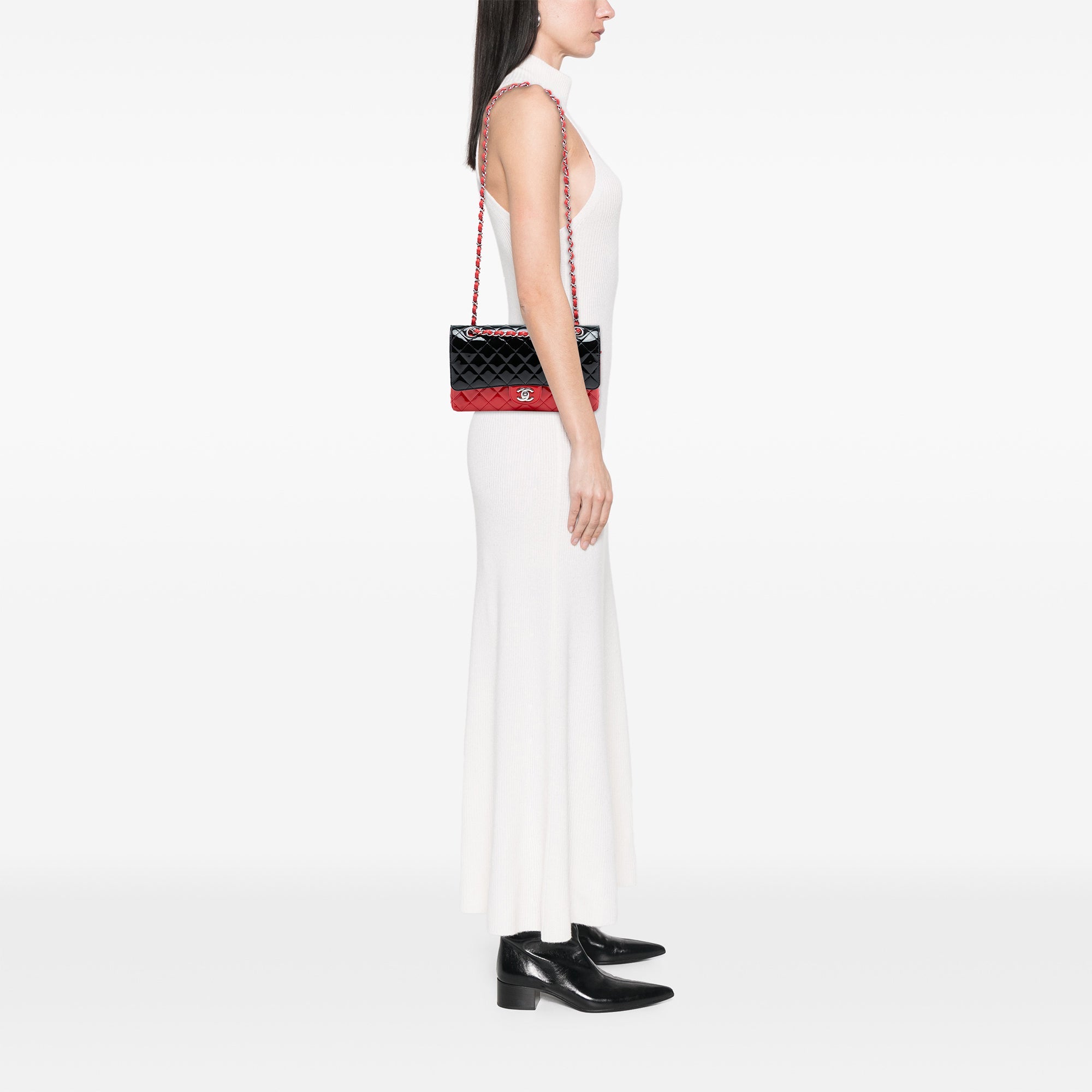 Medium Classic Bicolor Patent Double Flap