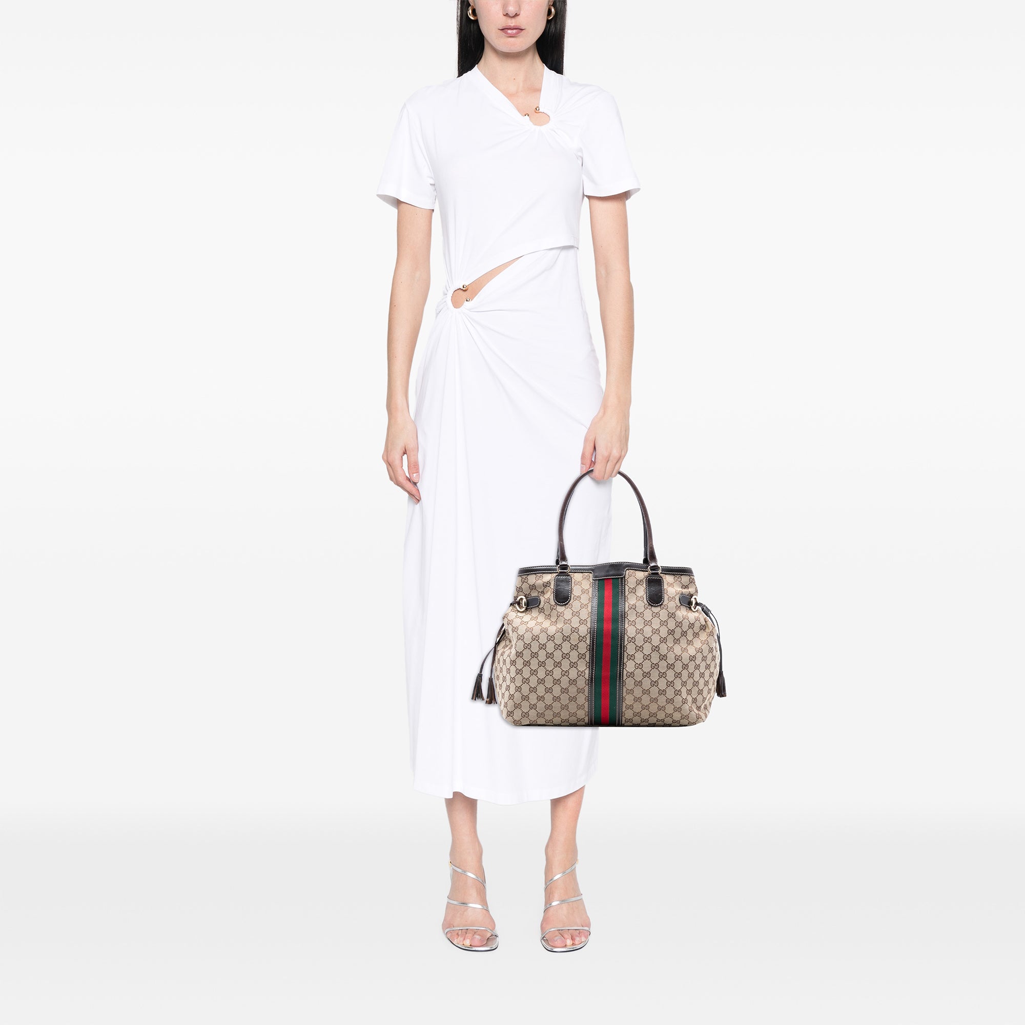 GG Canvas Web Tassel Tote