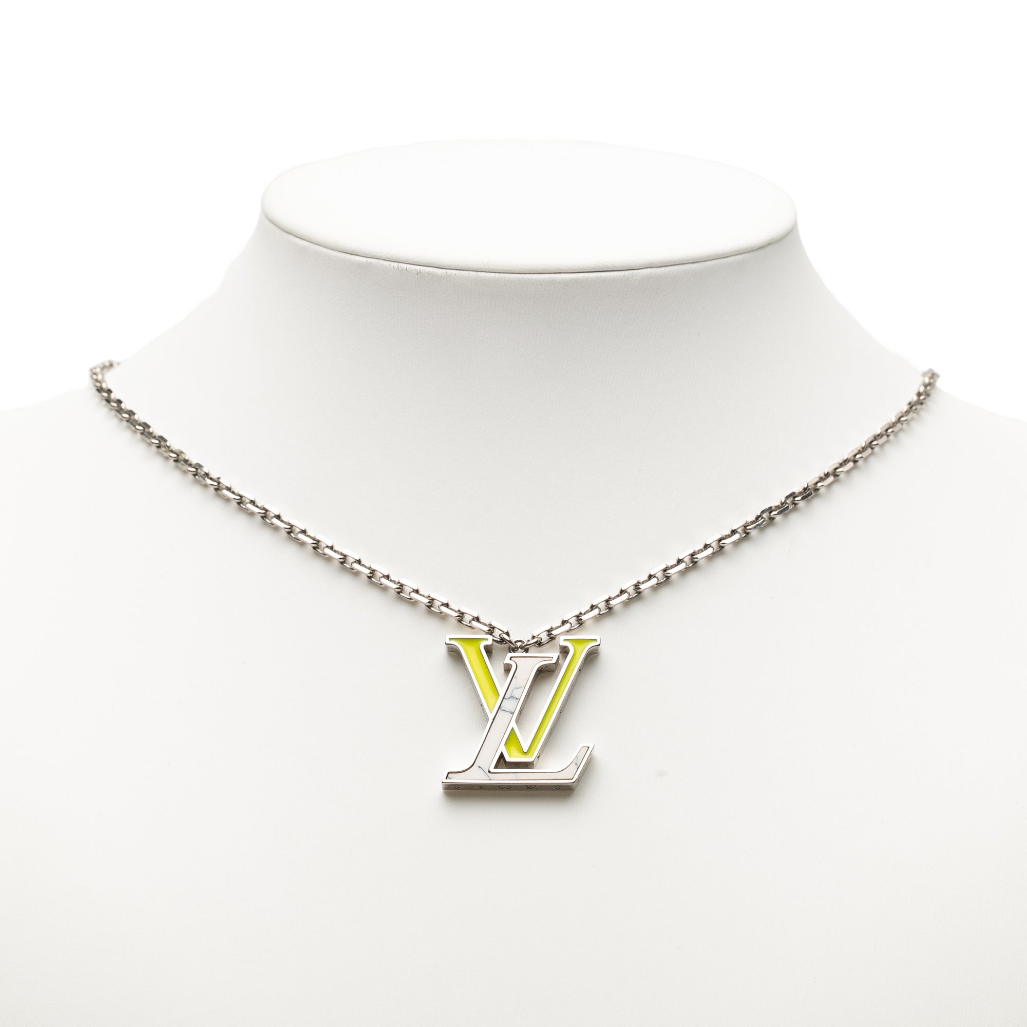 Silver Plated LV Colors Pendant Necklace