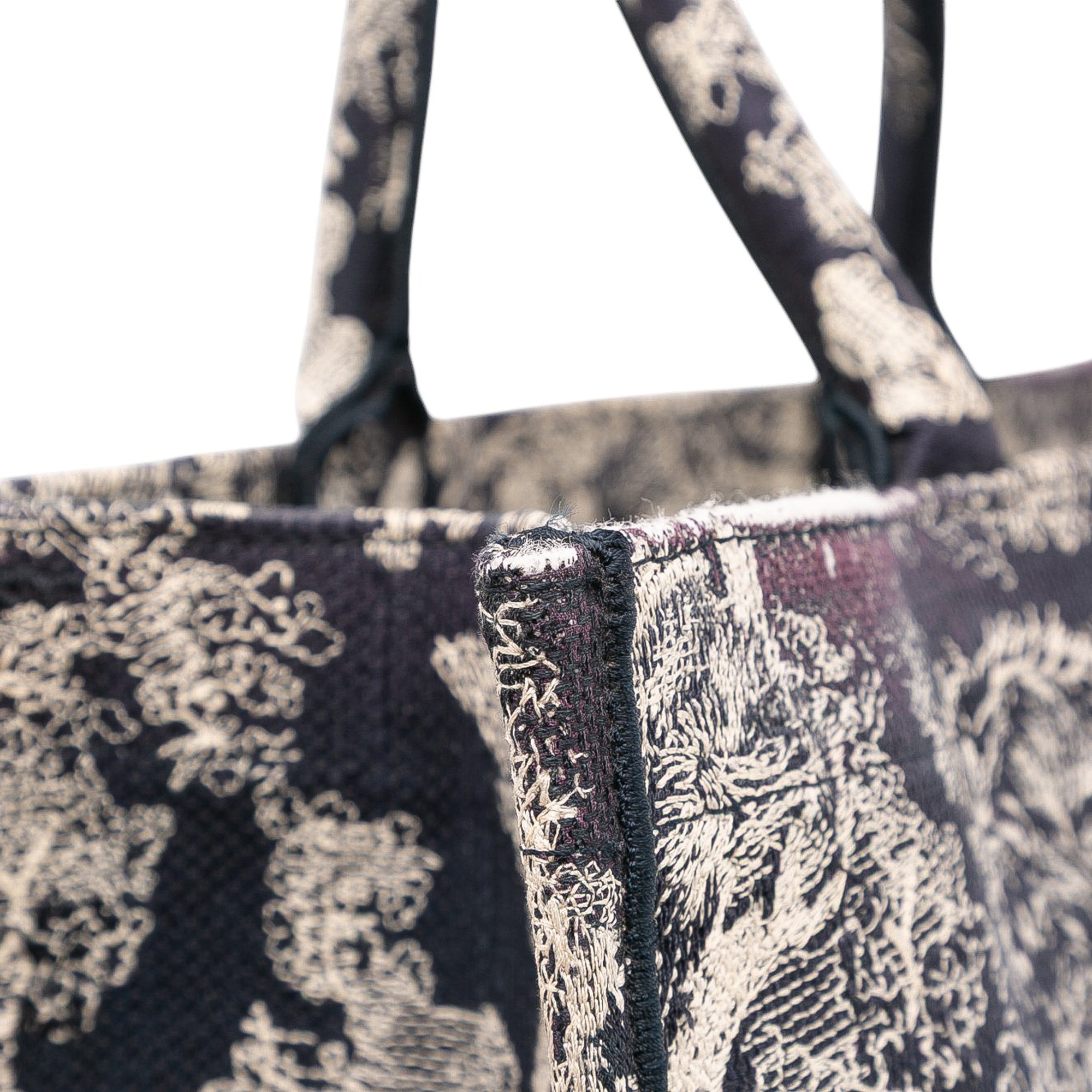 Large Canvas Toile de Jouy Reverse Embroidered Book Tote